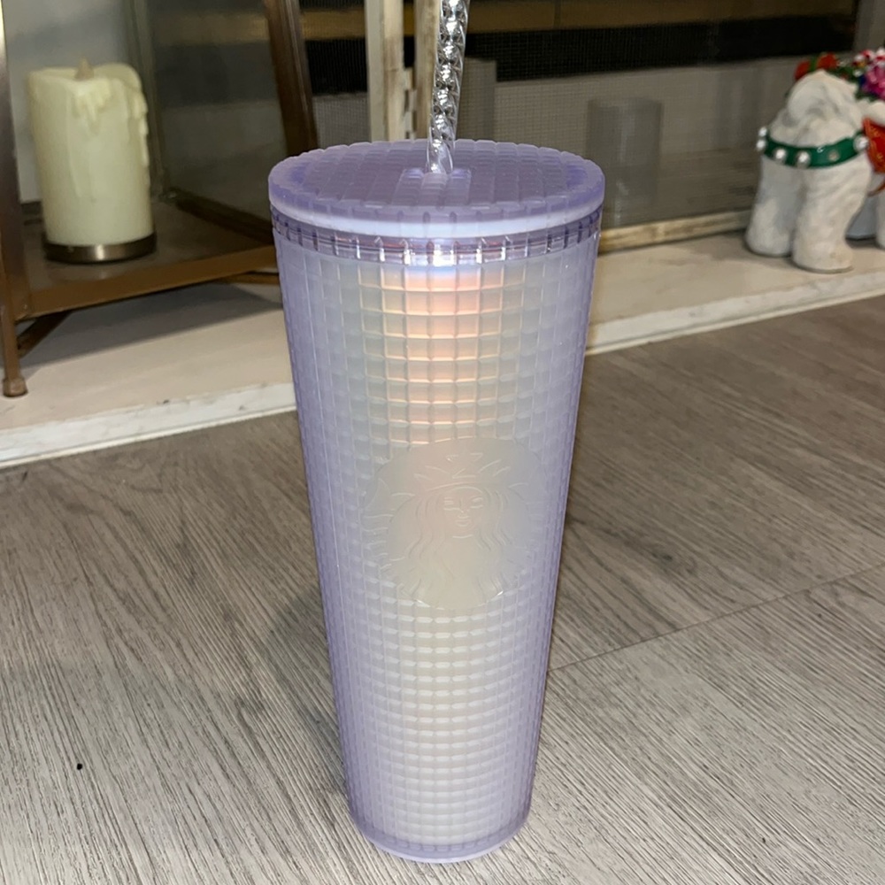 Starbucks Iridescent Frost White Grid Tumbler Cold Cup Venti 24 oz